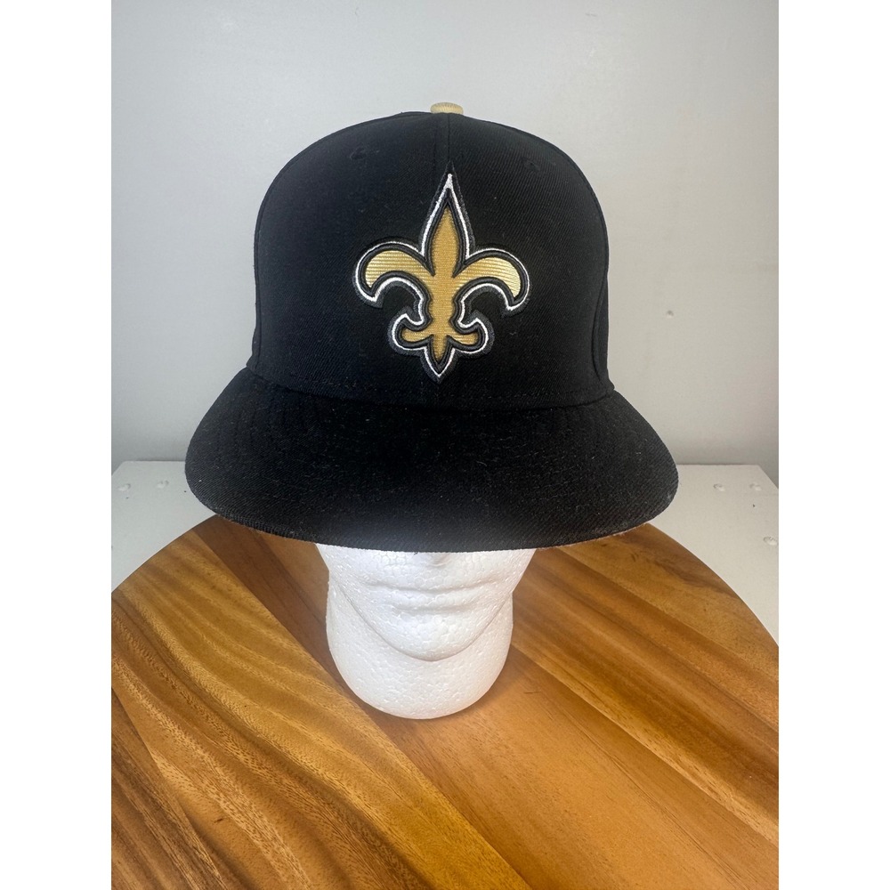 New Era New Orleans Saints Hat NFL Fitted Black Gold‎ Deuce McAllister Size 7